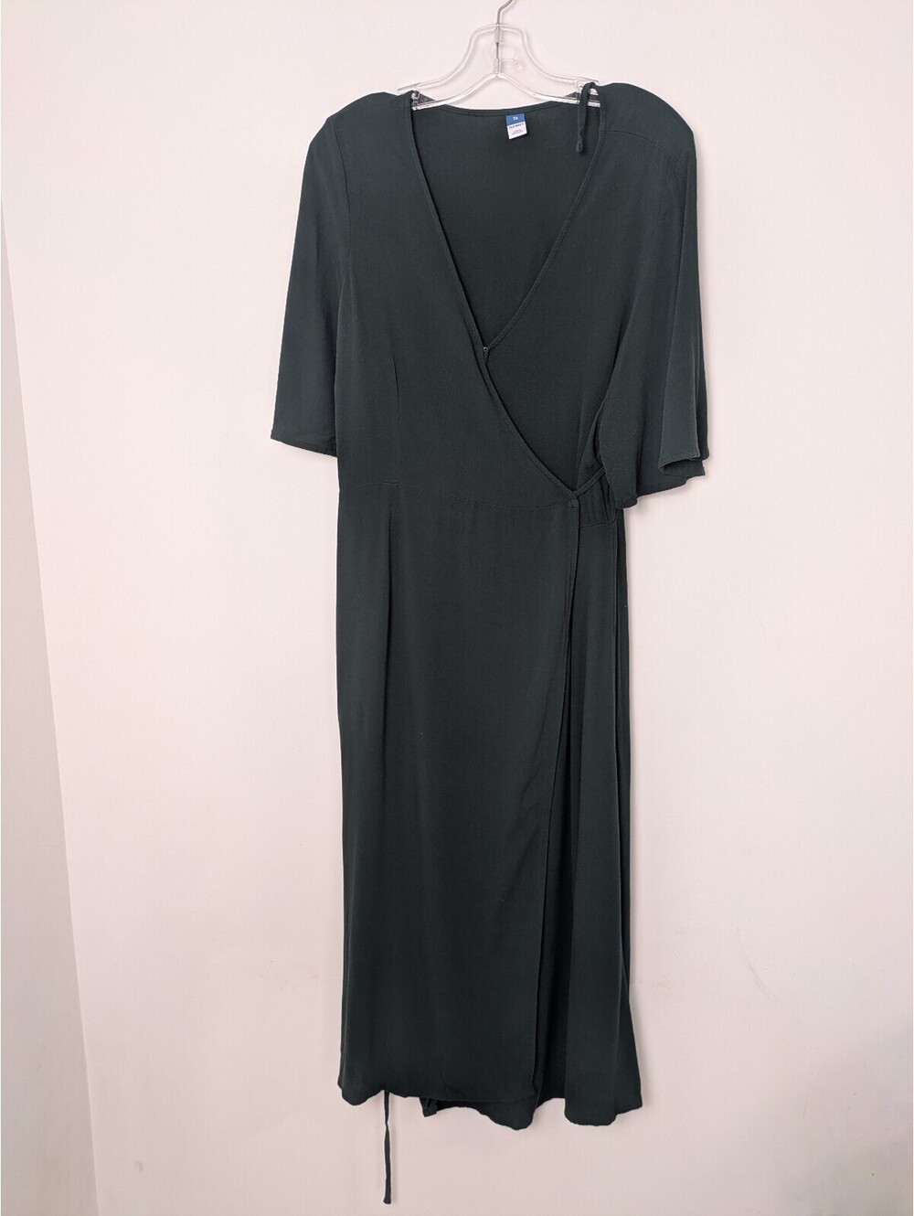 Old Navy Dark Emerald Green Short Sleeve V-Neck Wrap Midi Maxi Dress XL
